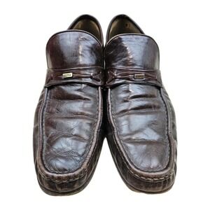 Bally Petty Brown Leather Loafers Mens 11 Narrow Made in Italy‎ Apron Toe